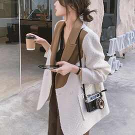 小香风拼色西装外套女春秋2025新款气质名媛高级感休闲小西服上衣