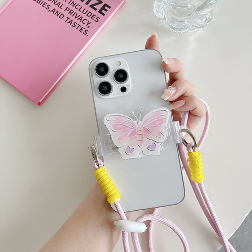 Acrylic mobile phone back clip lanyard girls cross-body strap lanyard clip Japanese and Korean cartoon mobile phone lanyard