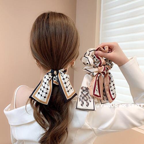 Streamer bow hairband to tie hair Internet celebrity ponytail headband for women to go out with temperament new style cute simple large intestine hair tie