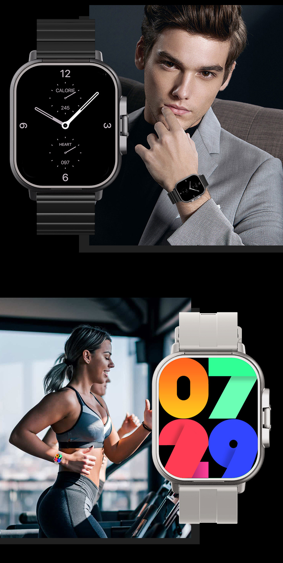 Smartwatch D8 Bluetooth com função de chamada, rastreador de condicionamento físico, monitor de frequência cardíaca, NFC, à prova d'água, compatível com Android_voghion.com