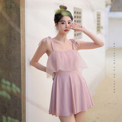 少女泳衣女粉色泡溫泉保守學生顯瘦遮肚子可愛日系高級感2024新款