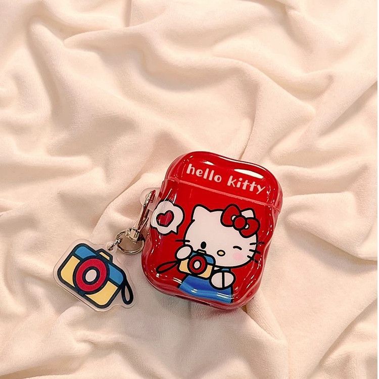 Rojo para fotos kt gatos para airpods 4 generación 5 generación caso de protección bluetooth airpodspro3 / 2 auriculares