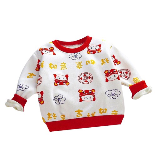 Children's fleece t-shirt autumn and winter boys' thick baby sweater clothes girls' warm guard clothes accessories children's clothing wholesale