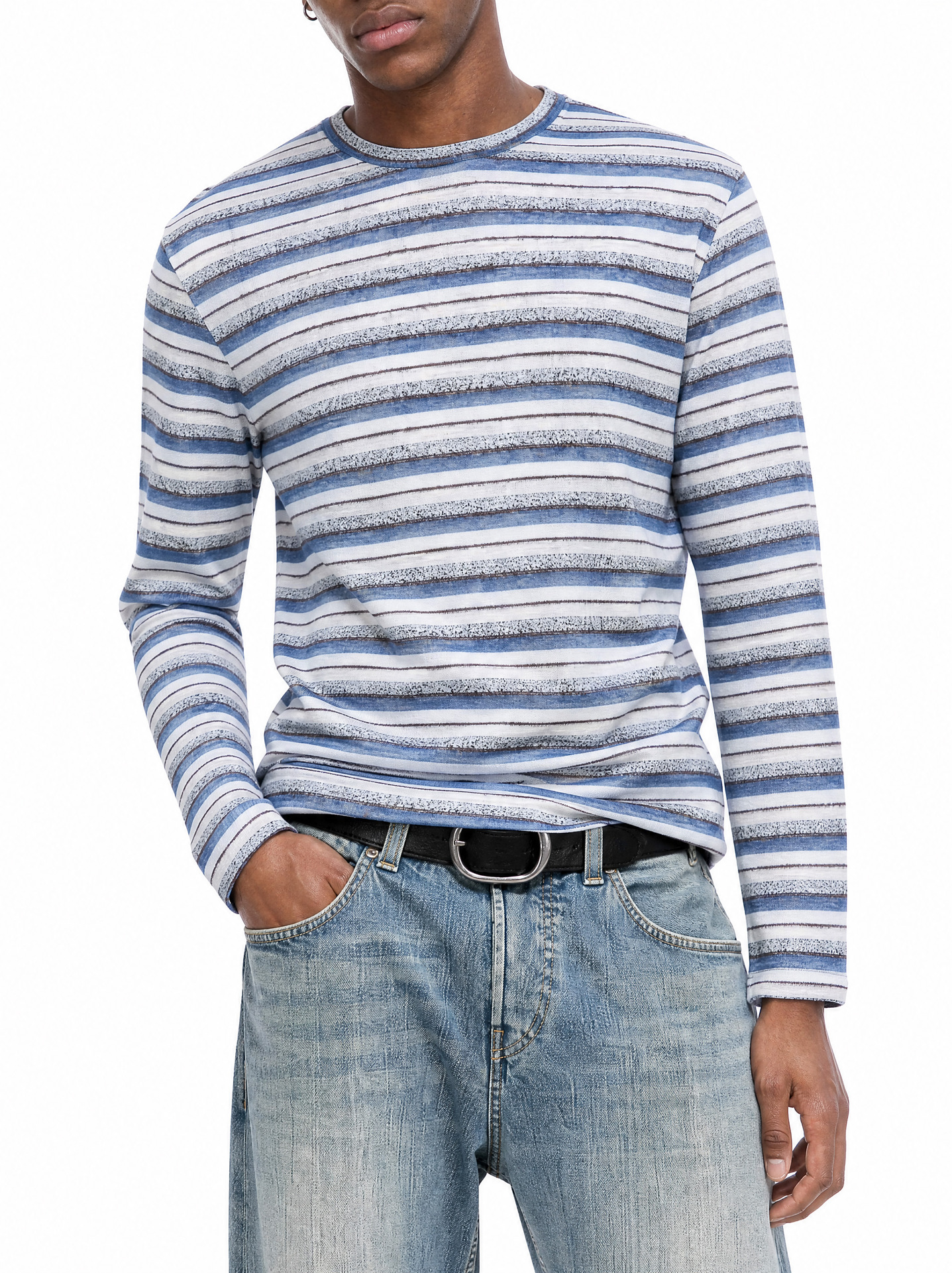 MADEEXTREME 180g Striped Drop-Shoulder Long-Sleeve Tee