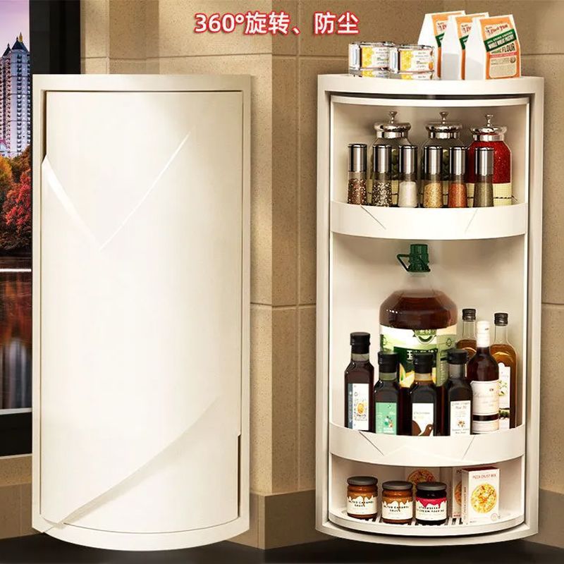 Caja de almacenamiento tipo pared triangular de estante giratorio de cocina sin perforación de estante de condimento marco giratorio caja de condimento de gran capacidad