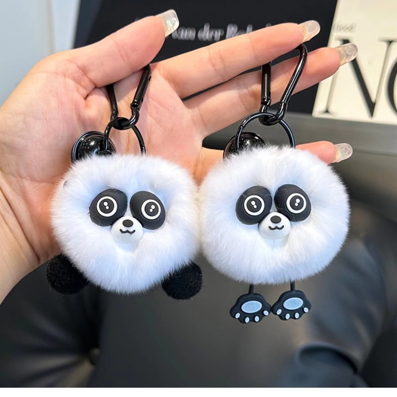 Insかわいいは、ウサギの毛のパンダのストラップの個性的な創造性のぬいぐるみdiyバッグのストラップのプレゼントに似ています|undefined