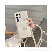 新款三星S23Ultra荔枝纹斜跨手机皮套 适用iPhone 15/14Pro手机壳