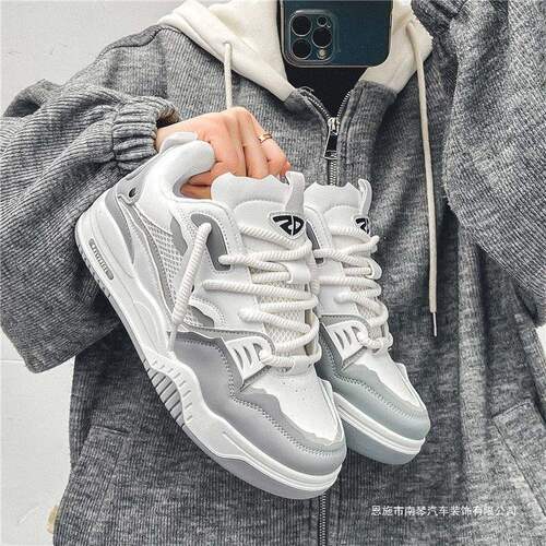 Men's Spring New Casual Shoes, Versatile Student Retro Minority Thick Sole Height Leisure Sports Sneakers
