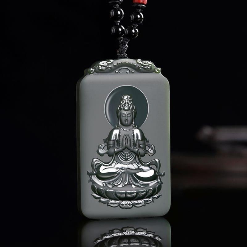 남성과 여성을위한 천연 HETIAN 옥 녹색 옥 연꽃 GUANYIN 브랜드 펜던트 옥 펜던트 부처님 목걸이 제조 업체
