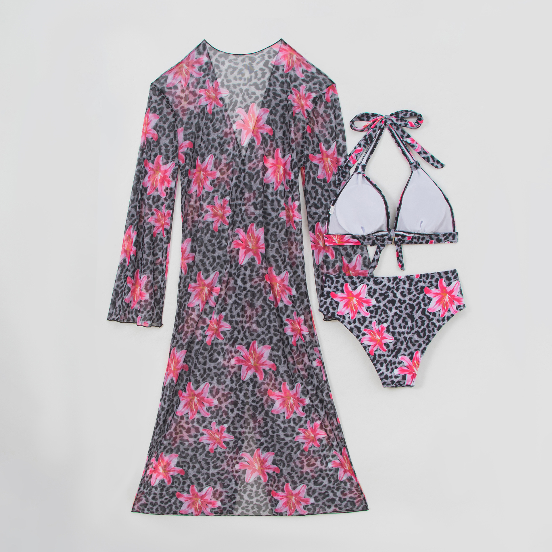 Women's Clothing Women's Sexy Fashion Three Piece Swimsuit Set European American Style Multicolor Printed Bikini_ecoleips.com