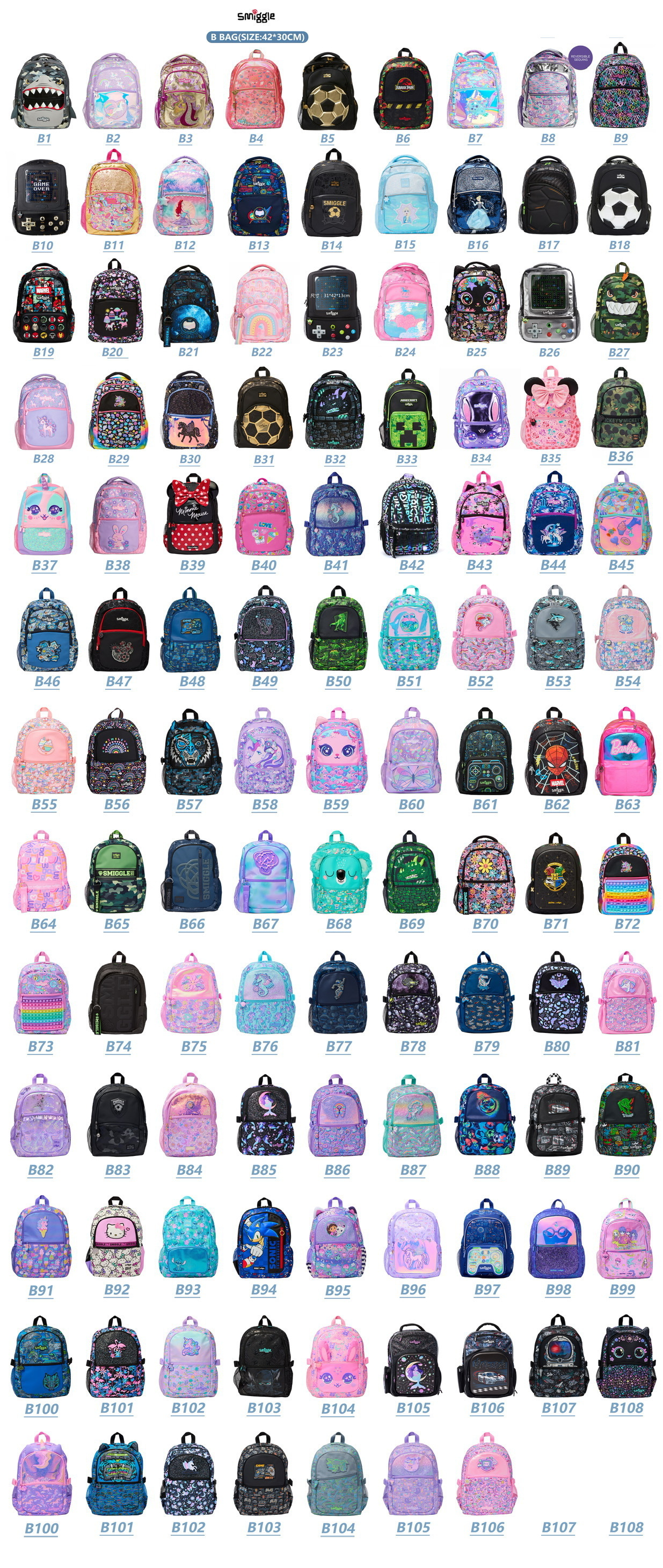 Australia smiggle bolsas escolares grandes estudiantes de primaria mochila para hombres y mujeres KT Steely sirena caricatura de gran capacidad