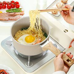 麦饭石纹雪平锅奶锅汤锅宝宝辅食锅泡面锅烧水锅炒锅不粘锅早餐锅