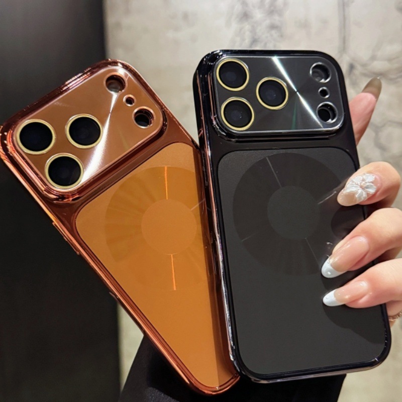 Metallic Stripe Suitcase Hard PC Case for iPhone 16 15 14 13 12 Pro Max Shockproof Anti-Drop Full Cover