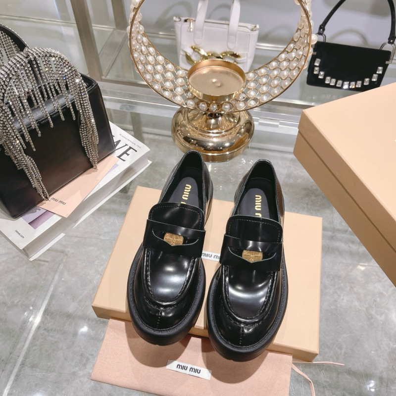 Miu乐福鞋女 2025新款复古增高英伦风一脚蹬厚底小皮鞋玛丽珍单鞋|undefined