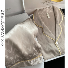 春秋季透气冰丝睡衣男士夏季薄款加肥加大码仿真丝绸休闲家居服