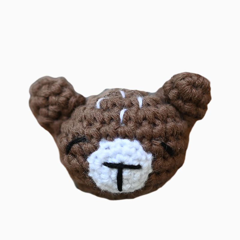 Muñecas de peluche de crochet creativas hechas a mano dibujos animados de punto conejo cabeza de animal accesorios de cadena de tetas DIY