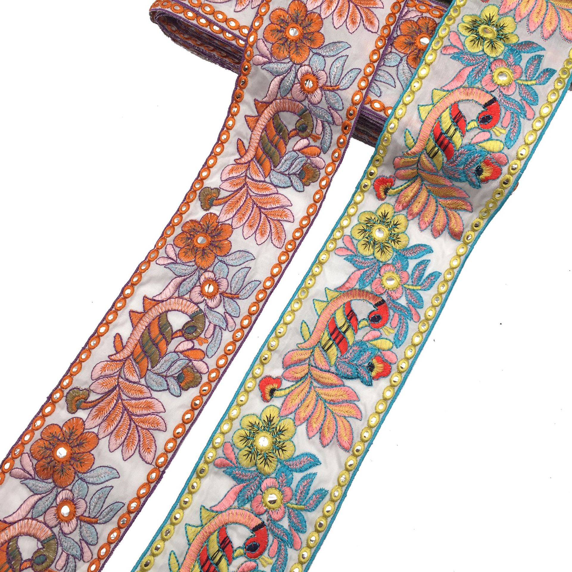 复古箱包接拼服装辅料花边批发 窗帘装饰民族刺绣条码花边批发