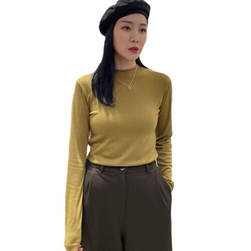Pure Color Half-Neck Modal Base Shirt Women Autumn Warm Top Slim Fit Versatile Slimming Fall Top