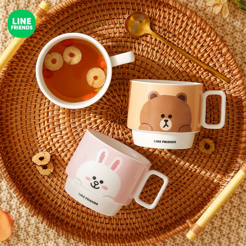 LINE Friends керамическая холодная бутылка для семьи, мультфильм, пара, пара стаканов для воды, высокий дизайн, новый водяной cup