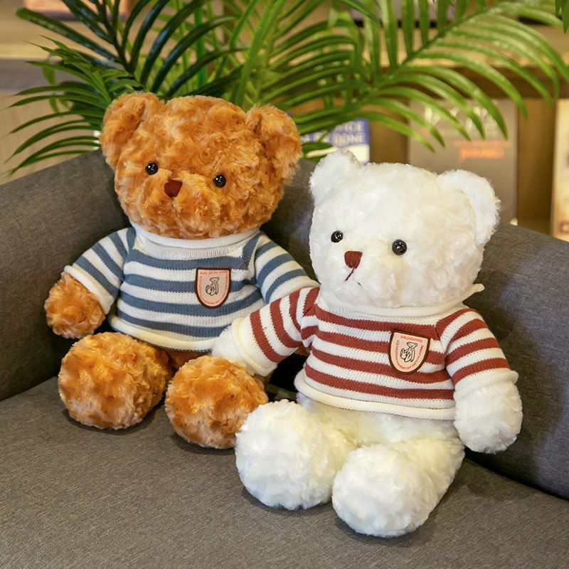 Cute Teddy Bear Plush Toy Doll Striped S...