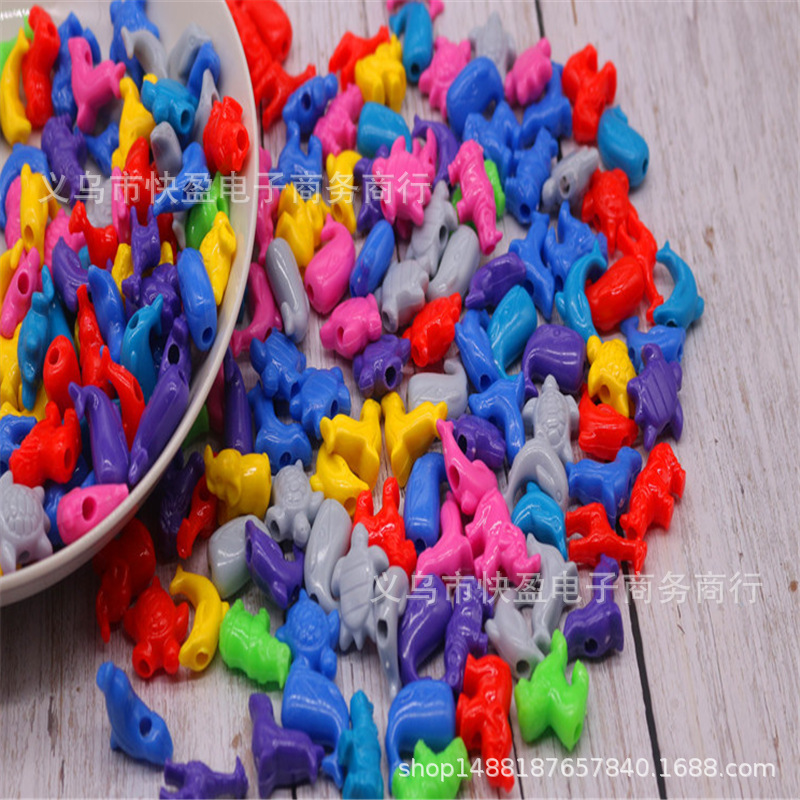 Joyería de acrílico DIY de los niños perlas de plástico animal tortuga delfín varios cuentas de acrílico perlas sueltas al por mayor