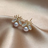 Silver needle, earrings, fashionable zirconium, french style, silver 925 sample, light luxury style, internet celebrity