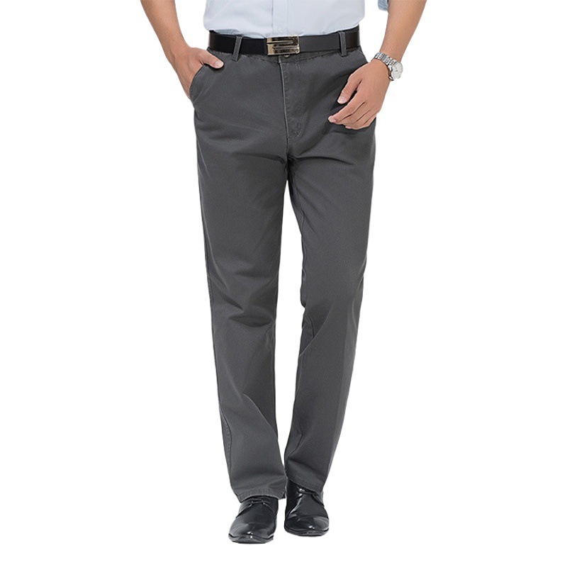 Otoño e invierno engrosado pantalones casuales de hombres de negocios otoño de mediana edad y ancianos pantalones de algodón para hombres más tamaño pantalones largos rectos sueltos