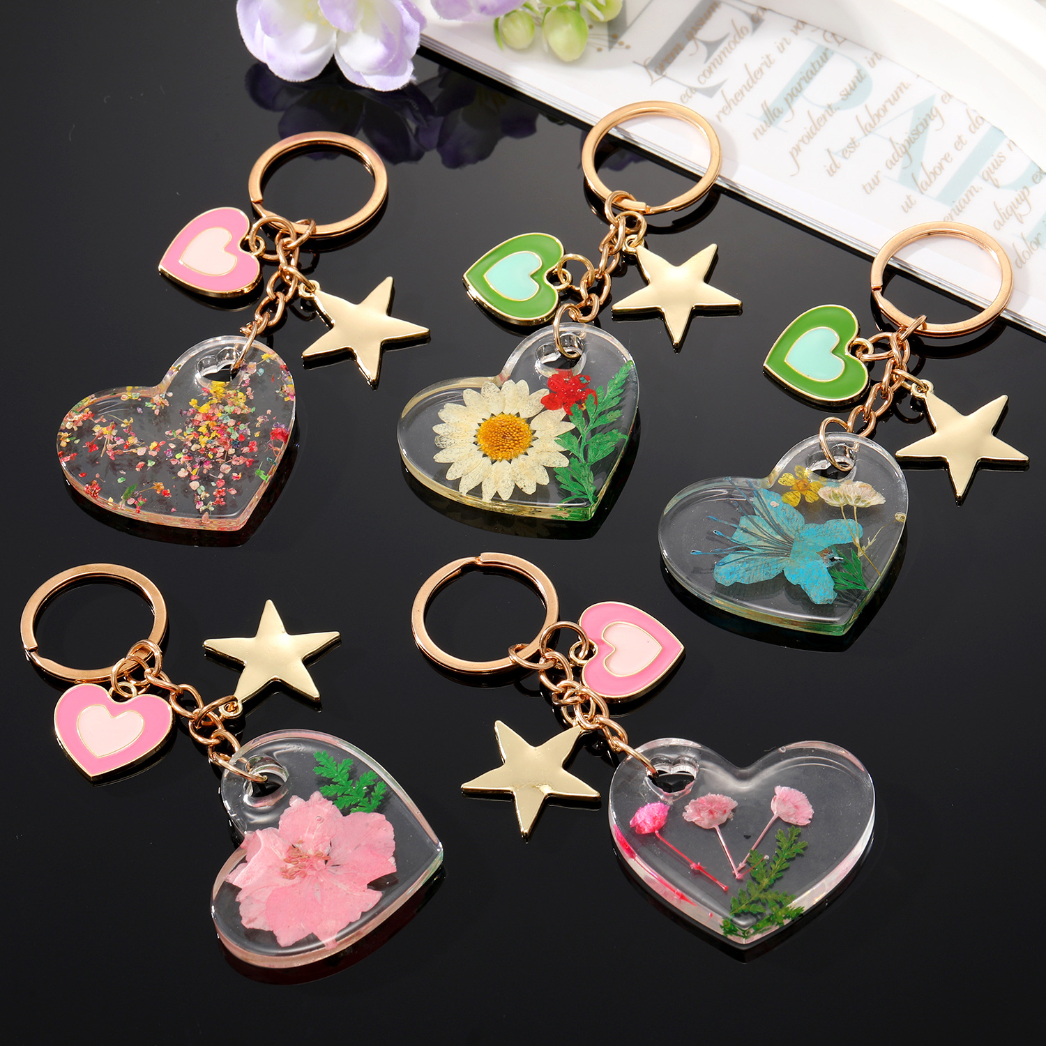 Fashion Star Heart Shape Arylic Epoxy Keychain 1 Piece display picture 2