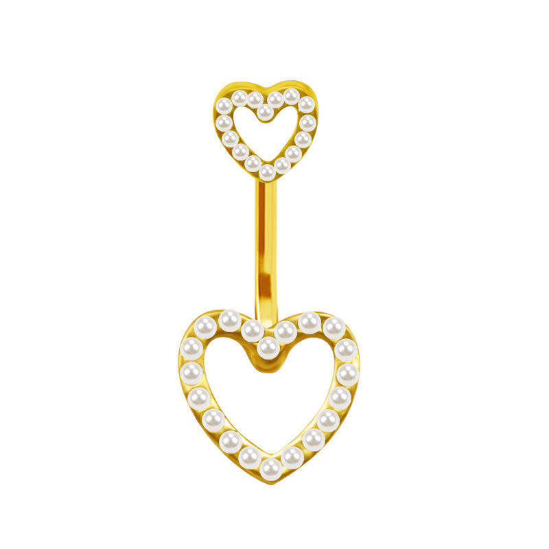 Gabby Europäischer und amerikanischer grenzüberschreitender herzförmiger Perlenring-Nabelstecker-Körperpiercing-Schmuckhersteller auf Lager_voghion.com