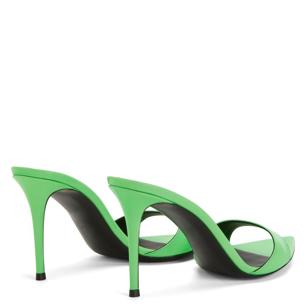 green heel sandals