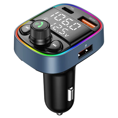 Car mp3 car bluetooth player breathing atmosphere colorful lights FM dual digital display fast charge PD30W QC18W