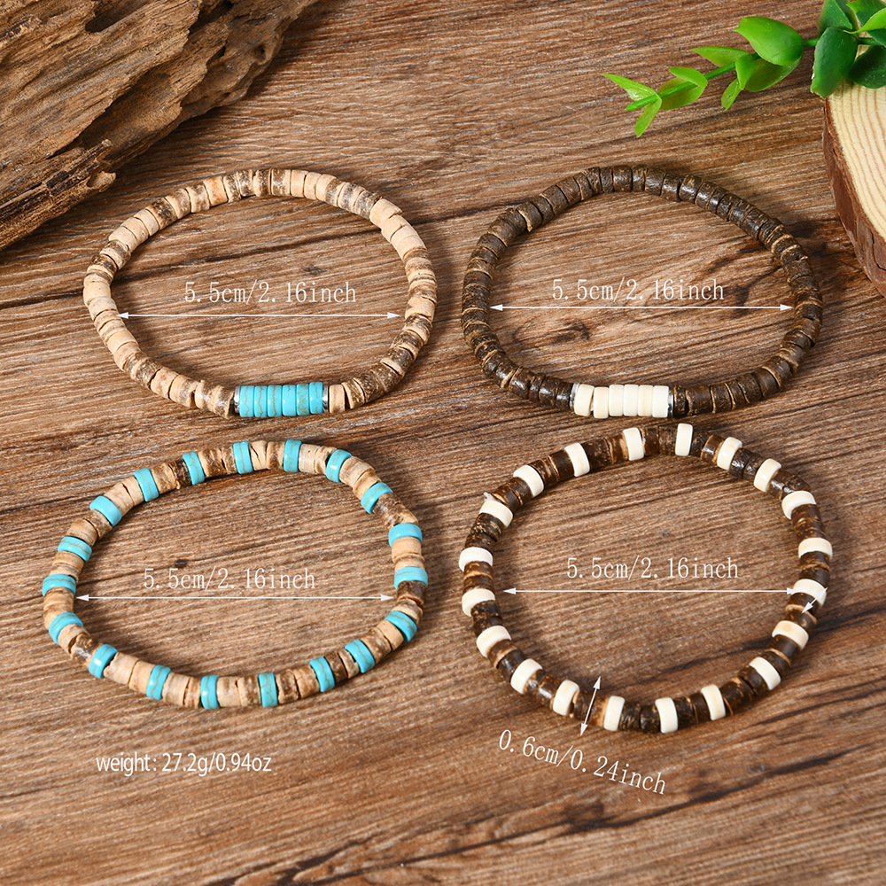 Retro Simple Style Geometric Wood Turquoise Men's Bracelets Imitation Pearl Accessories display picture 10