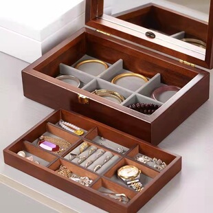 Factory Creative Antique Storage Box Solid Wood Jewelry Box Storage Box Bracelet Necklace Jewelry Box Cosmetic Box Dressing Box