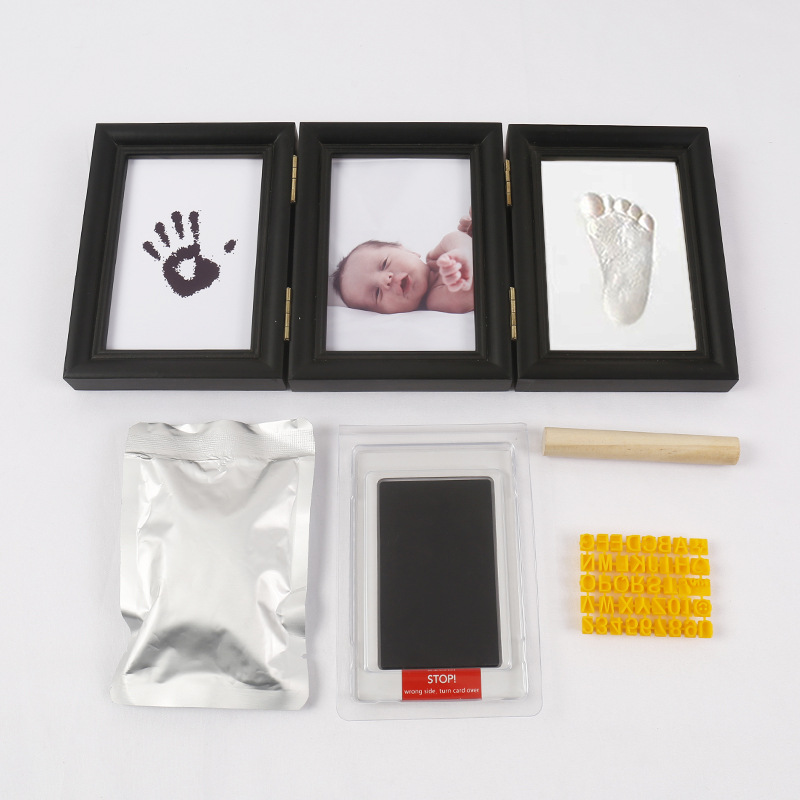 블랙 프레임 화이트 클레이 + 블랙 노워시 잉크 패드 + 레터 보드 + 작은 나무 막대기