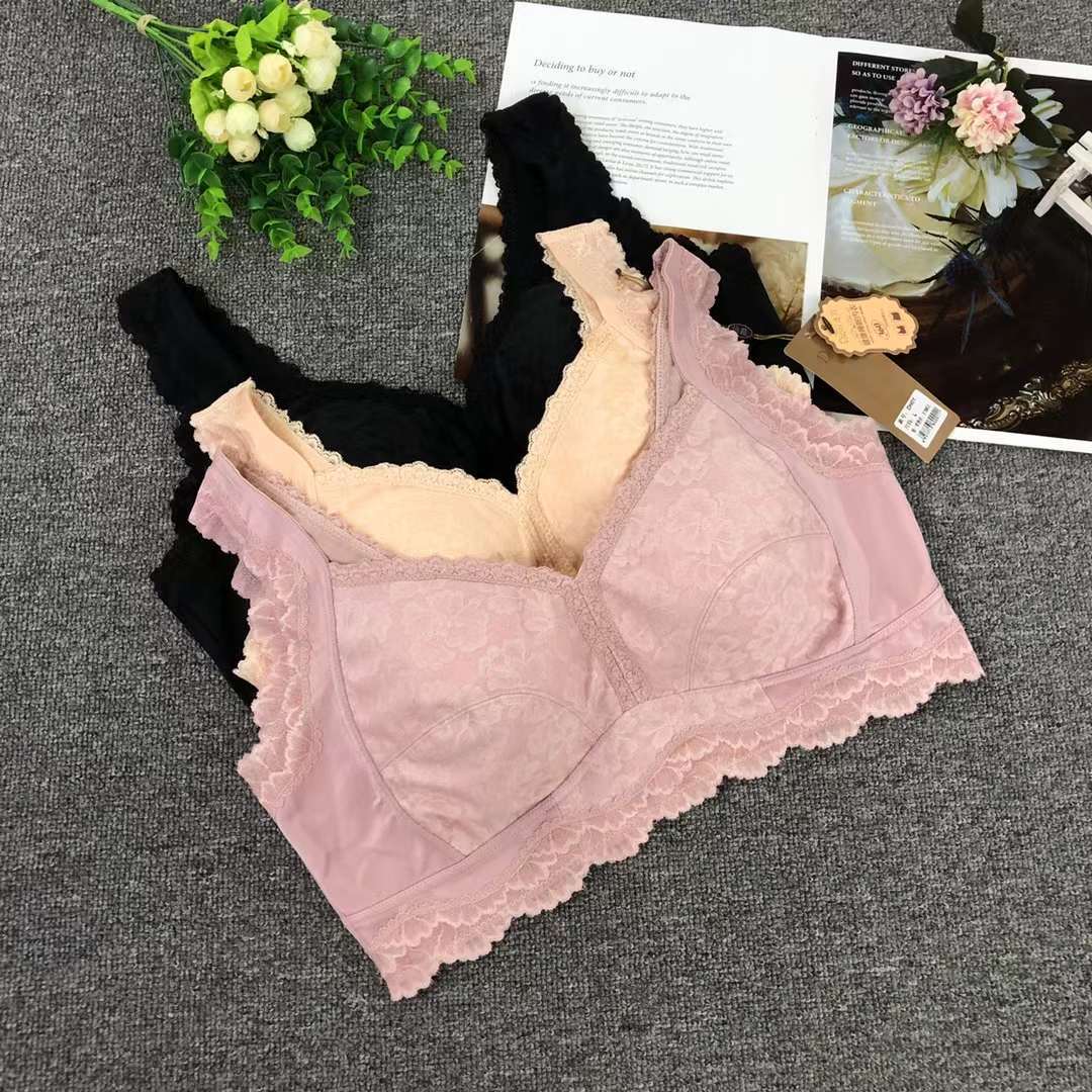 Nuevo sujetador inalámbrico de moda encaje jacquard transpirable cómodo clásico cinco breasted ropa interior mujeres al por mayor