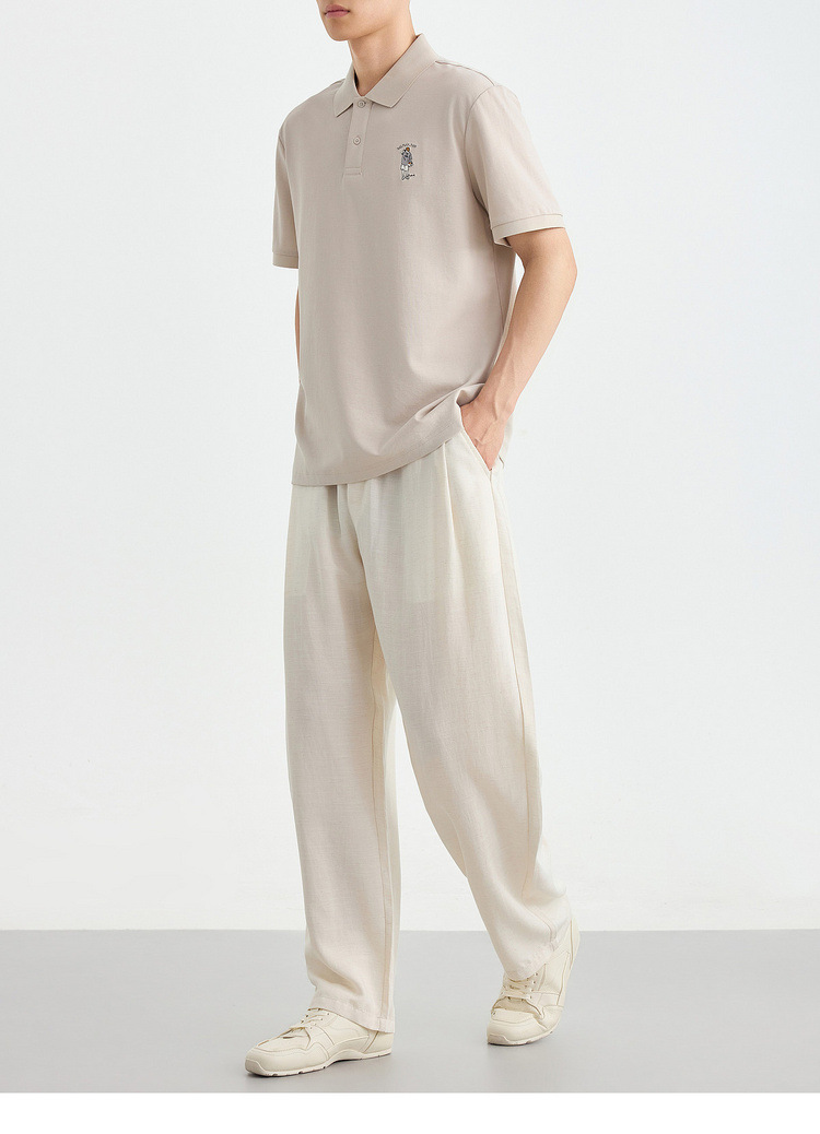 Áo polo nam cổ bẻ thêu họa tiết, tay ngắn, chất liệu cotton pha — đen chi tiết 17