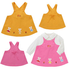 mikia背帶裙 女童卡通花朵小兔刺繡背帶裙連衣裙寶寶裙子代發