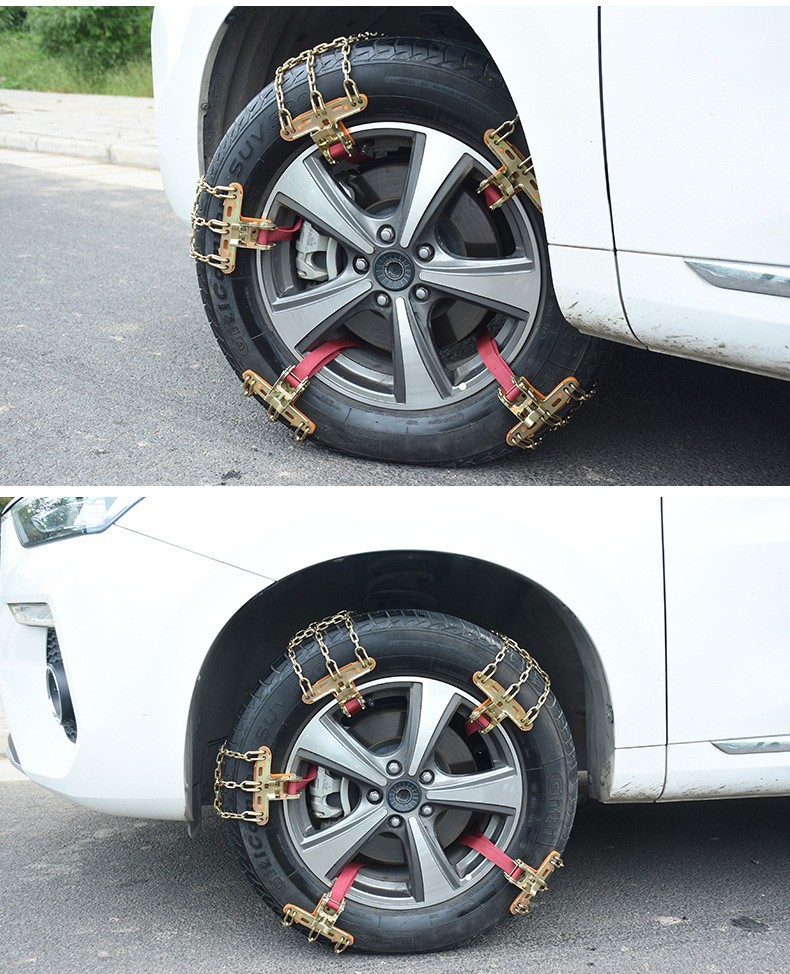Simple Car Tire Anti-Slip Chains for Snow Emergency Use, Universal Anti-Slip Chains for Cars and Suvs, Ice-Breaking Snow Chains