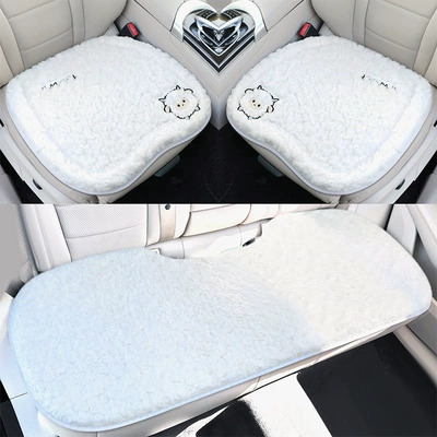 Wool pad 2025 new model car mat - coconut-white-small-three-piece-setthick-lamb-wool-super-warm-non-slip-and-durable