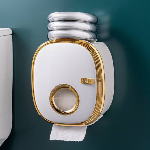 Wall-mounted hole-free household tissue box multifunctional bathroom tissue storage box waterproof and dustproof electroplated tissue box