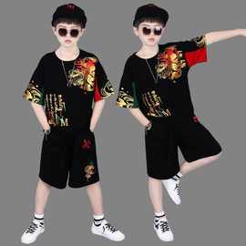 儿童2023新款童装男孩套装男童夏季衣服中大童装短袖短裤两件套潮