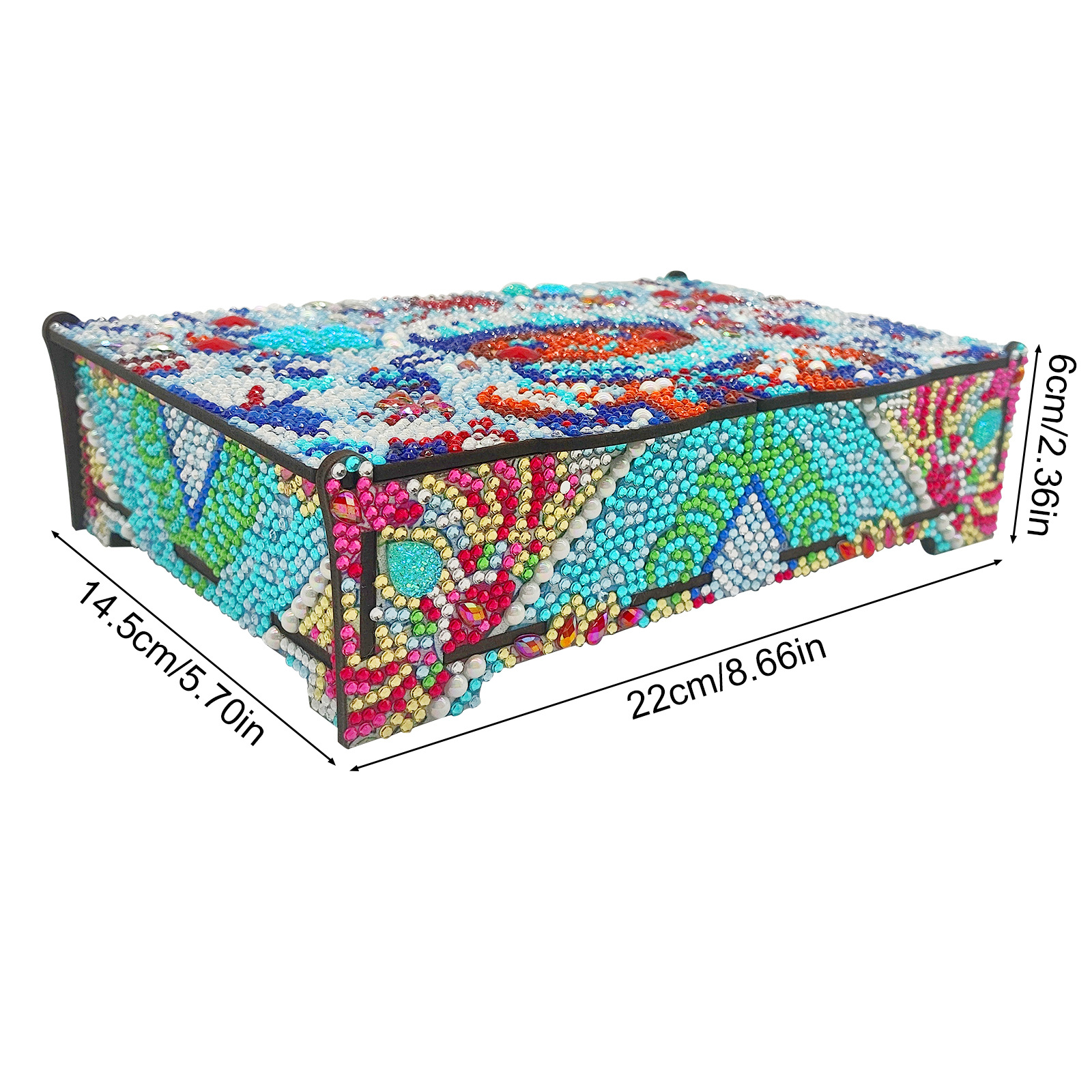 Pintura de diamantes hecha a mano DIY punto perforación de madera mandala caja de maquillaje de almacenamiento abierta al por mayor