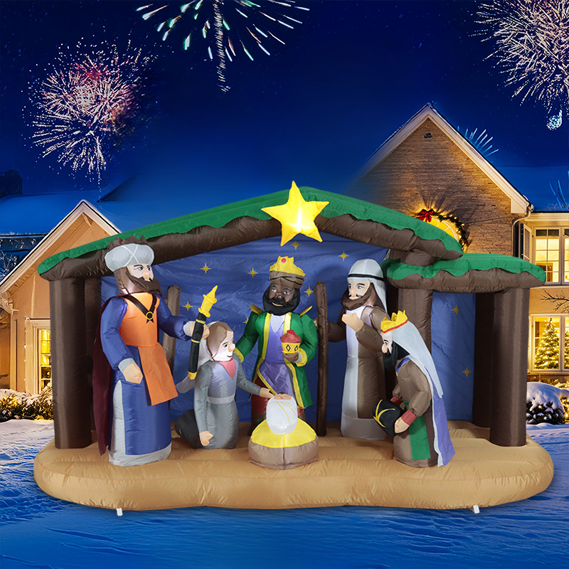 Cross-border Christmas Air Model Luminous Inflatable Nativity Manger Courtyard Holiday Atmosphere Party Decorations