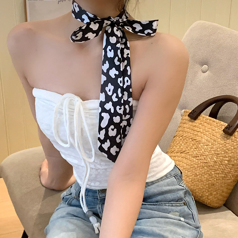 Bufanda de seda Versión coreana de la corbata delgada de lunares de todo fósforo, cinturón de bolsa envuelta, correa para el cabello, fábrica de fuente personalizada