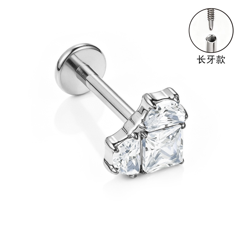 F136 Titanium Alloy Ear Studs Carved Long Tooth Ear Bone Studs Zirconia Lip Studs G23 Titanium Body Piercing Jewelry detail image 33