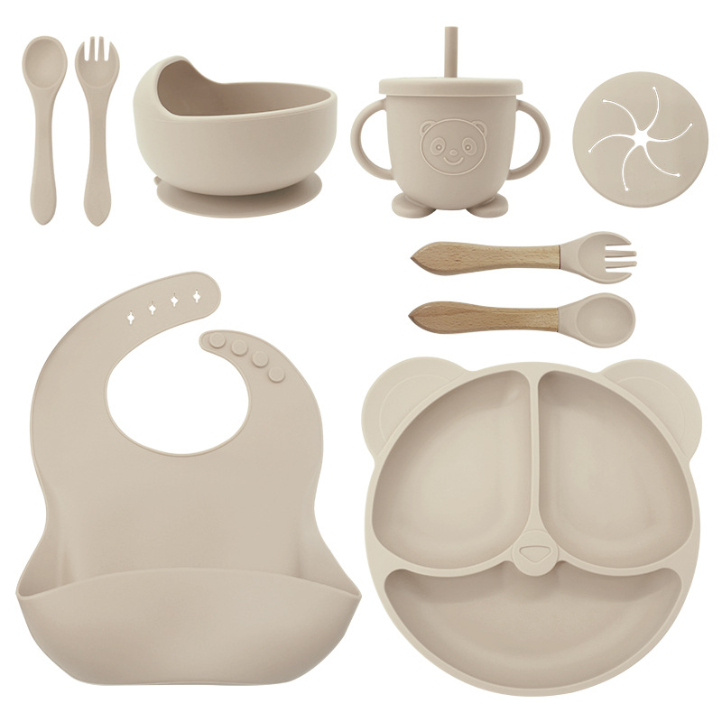 Juego de vajilla de mesa de silicona de panda rojo