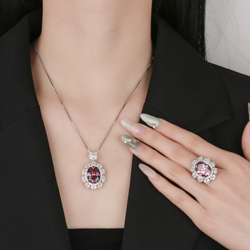 Joyas de Zhuang Shengsheng, cobre chapado en oro, nido de pájaro de simulación europea y americana, juego de colgante de alta gama en forma de huevo de color cortado 12*16