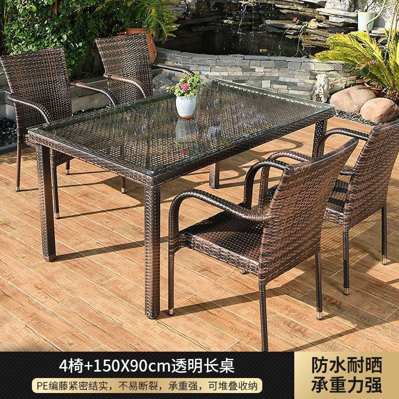 (프리쿠션) 의자 4개 + 150cm 투명 롱테이블