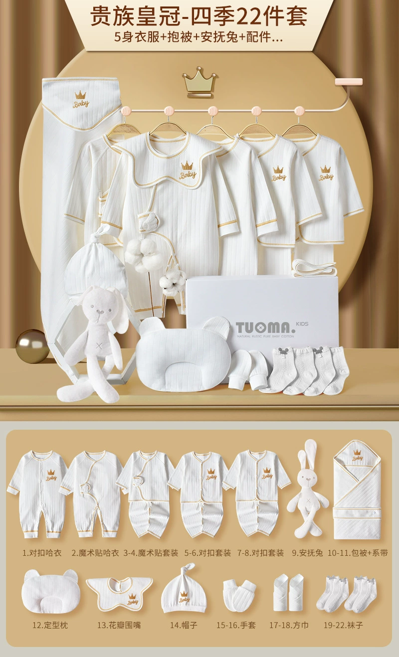 Tuoma Kids Cotton Baby Gift Set in Gift Box – Newborn Bodysuits & Accessories