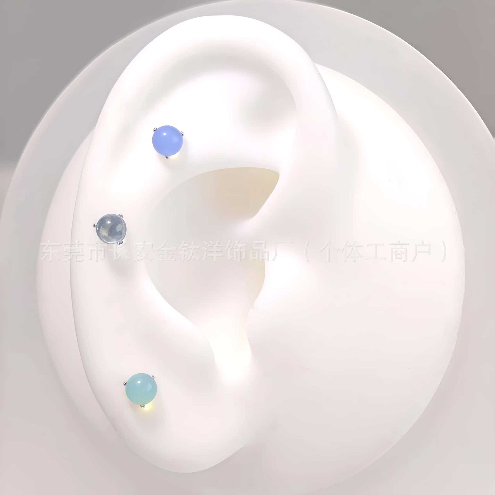 F136 Titanium Three-Claw Bezel-Set Opal Ball Earrings Lip Nails Tongue Nails Ear Bone Nails G23 Titanium Alloy Piercing Jewelry detail image 7